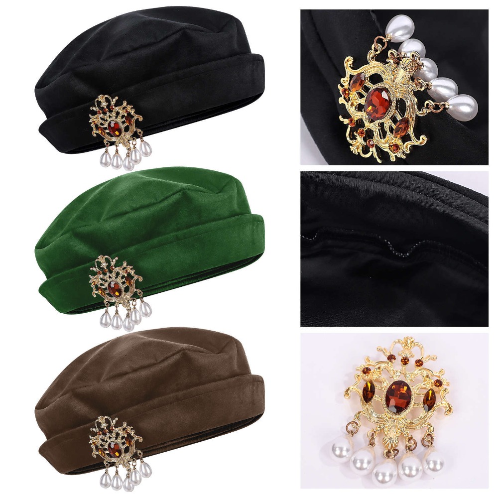 Medieval Men'S Accessories - Men Medieval Tudor Beret Hat Renaissance