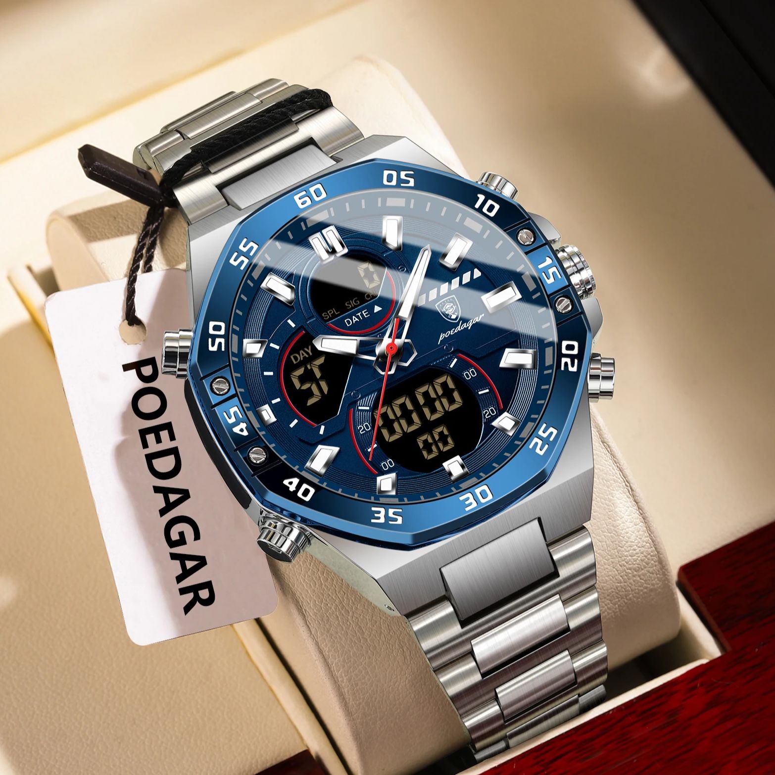 POEDAGAR Top Men Clock LED Lum - огляд і ціна Men'S Accessories Display