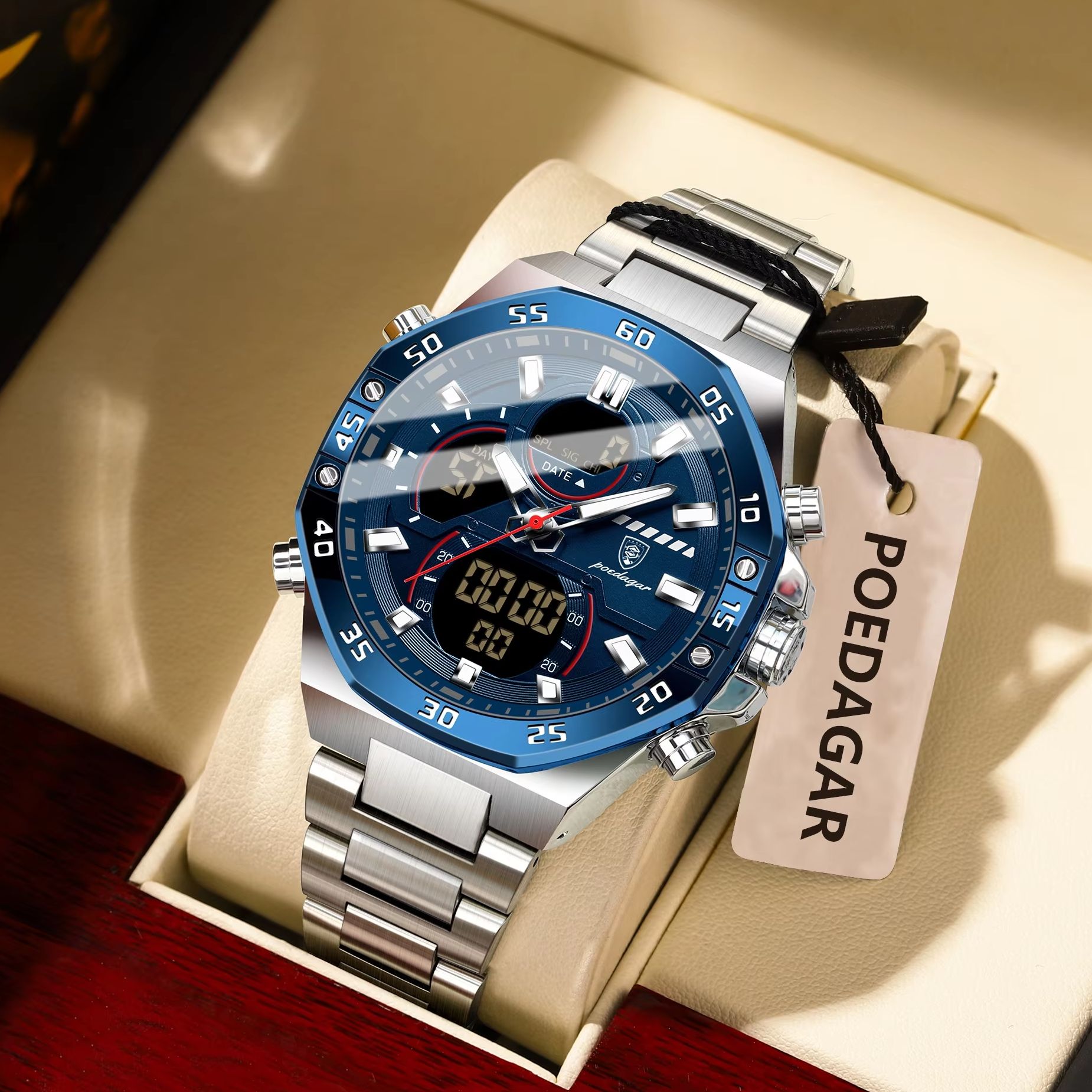 POEDAGAR Top Men Clock LED Lum - огляд і ціна Men'S Accessories Display