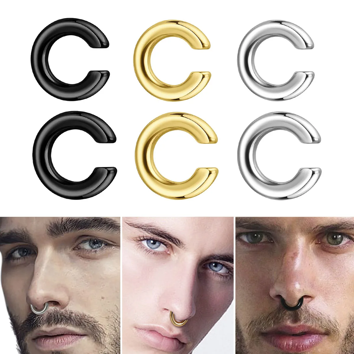 1pc Exaggerated C-Shaped Non-P - огляд і ціна Men Accessories Earrings
