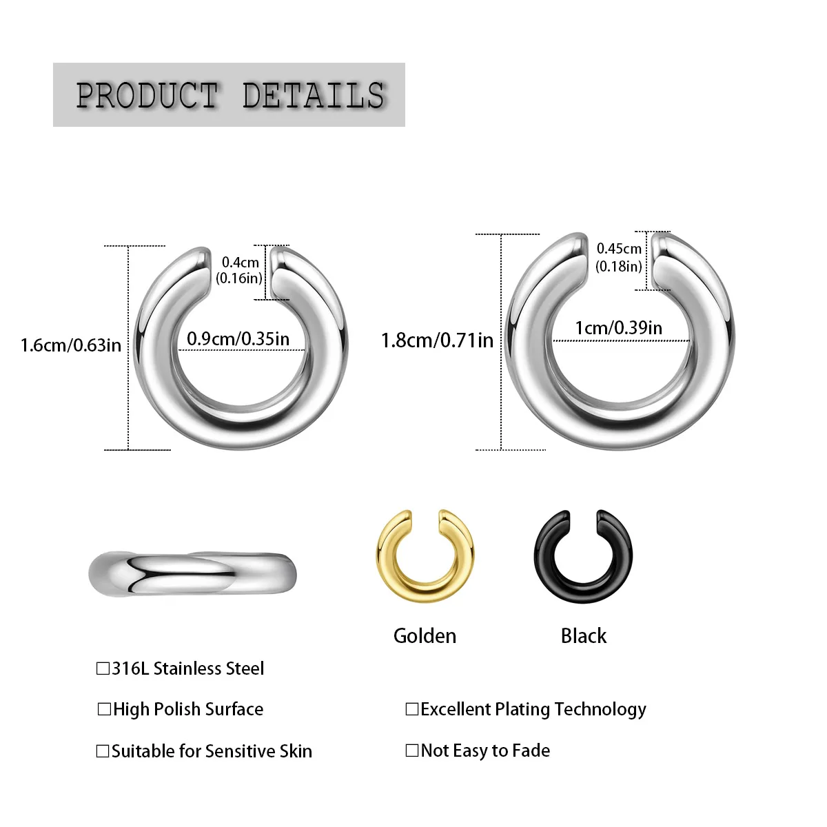 1pc Exaggerated C-Shaped Non-P - огляд і ціна Men Accessories Earrings